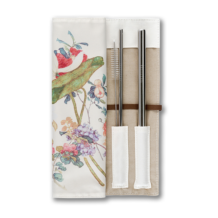 A hundred flowers Travel Roll with Drinking Straw