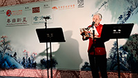 One of the participants of the elderly division of "Rising Stars of Cantonese Opera" held at the Hong Kong Heritage Museum.