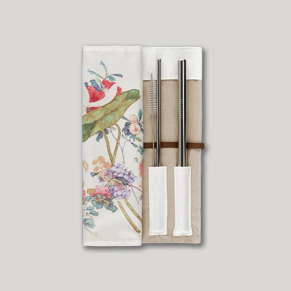 Thumbnail Travel roll with drinking straw: A hundred flowers
